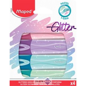   Szövegkiemelő készlet, 1-5 mm, MAPED "Glitter Fluo Peps", pasztell 