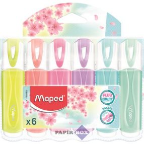   Szövegkiemelő készlet, 1-5 mm, MAPED "Fluo Peps Quality", 6 különböző pasztell szín