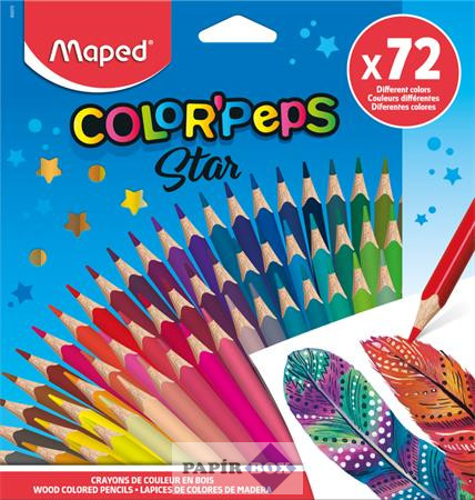 Színes ceruza készlet, háromszögletű, MAPED "Color'Peps Star", 72 különböző szín