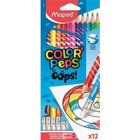   Színes ceruza készlet, háromszögletű, radírozható, MAPED "Color'Peps Oops"