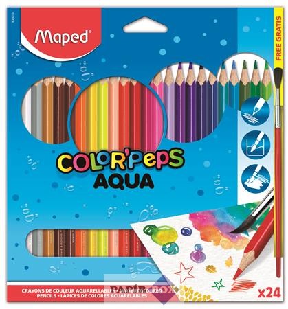 Akvarell ceruza készlet, háromszögletű, ecsettel, MAPED "Color Peps", 24db/klt