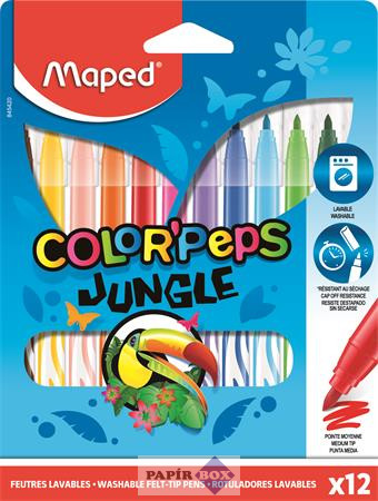 Filctoll készlet, 2,8 mm, kimosható, MAPED "Color'Peps Jungle", 12 különböző szín