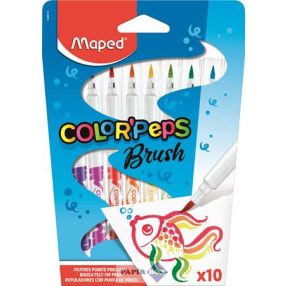   Filctoll készlet, kimosható, ecsetjellegű, MAPED "Color ’Peps Brush", 10 különböző szín