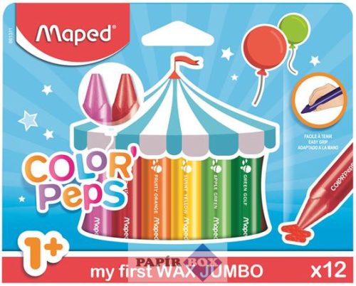 Zsírkréta, vastag, MAPED "Color'Peps MAXI Wax", 12 különböző szín
