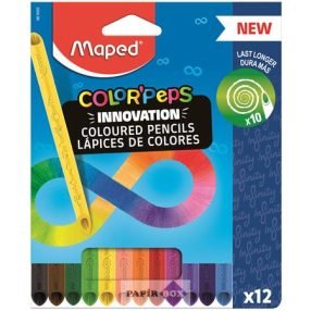   Színes ceruza készlet, háromszögletű, MAPED "Color'Peps INFINITY", 12 különböző szín