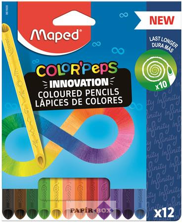 Színes ceruza készlet, háromszögletű, MAPED "Color'Peps INFINITY", 12 különböző szín