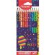 Színes ceruza készlet, háromszögletű, MAPED "Pixel Party", 12 különböző szín
