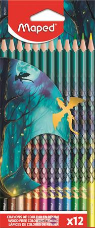 Színes ceruza készlet, háromszögletű, MAPED „Dragon sárkány”