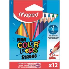   Színes ceruza készlet, háromszögletű, MAPED "Mini Color'Peps Strong", 12db/klt