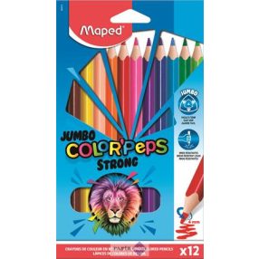   Színes ceruza készlet, háromszögletű, MAPED "Jumbo Color'Peps Strong", 12db/klt