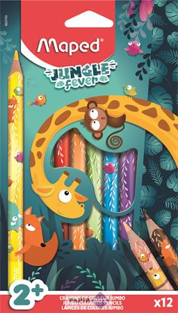 Színes ceruza készlet, vastag, MAPED "Jungle Fever", 12 különböző szín