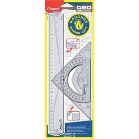 Vonalzókészlet, műanyag, 3 darabos, balkezes, MAPED