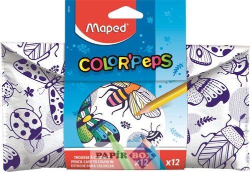 Tolltartó, textil, színezhető, tépőzáras, MAPED "Color'Peps", színezőtermékekkel