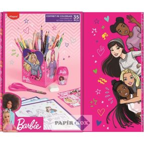   Színező készlet, ajándékdoboz, MAPED "Barbie", 35 darabos