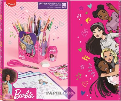 Színező készlet, ajándékdoboz, MAPED "Barbie", 35 darabos