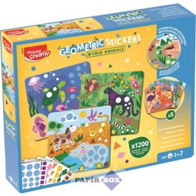   Matrica készlet, geometriai, MAPED CREATIV "Geometric Stickers", a világ állatai