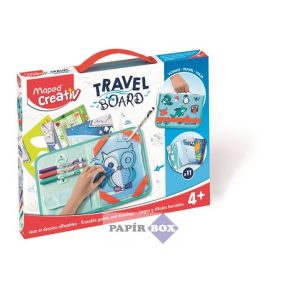   Kreatív készségfejlesztő tábla, átlátszó, törölhető, utazótáskával, MAPED CREATIV, "Travel Board"