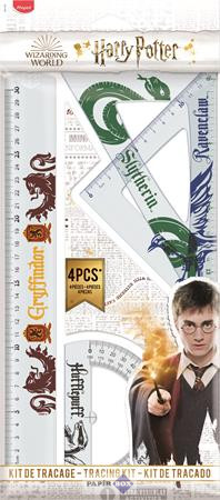 Vonalzókészlet, műanyag, 4 darabos, MAPED "Harry Potter Teens" , 30 cm