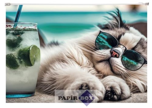 Irattartó tasak, A4, PP, cipzáras, 180 mikron, PANTA PLAST "Chillout cat"