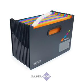   Harmonika irattartó, A/4, PP, 13 rekeszes, antibakteriális, RAPESCO "SupaFile", fekete