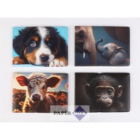   Diák- és igazolványtartó, fekvő, 6 betét lappal, mintás PVC, "Többlapos", állatok