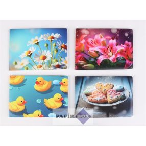   Diák- és igazolványtartó, fekvő, 6 betét lappal, mintás PVC, "Többlapos", lányos minták