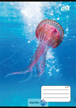 Füzet, tűzött, A/5, kockás, 32 lap, COOL BY VICTORIA "Ocean World", "27-32"