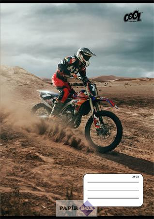 Füzet, tűzött, A/5, vonalas, 32 lap, 4-8. osztály, COOL BY VICTORIA "Motocross", "21-32"