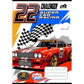   Füzet, tűzött, A/5, kockás, 32 lap, COOL BY VICTORIA "Race cars", "27-32"
