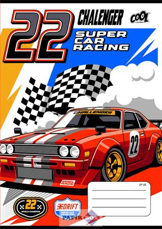 Füzet, tűzött, A/5, kockás, 32 lap, COOL BY VICTORIA "Race cars", "27-32"