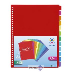 Regiszter, műanyag, A/4 Maxi, 12 részes, VIQUEL