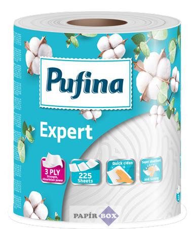 Háztartási papírtörlő, 3 rétegű, 225 lap, 1 tekercses, PUFINA "Expert"