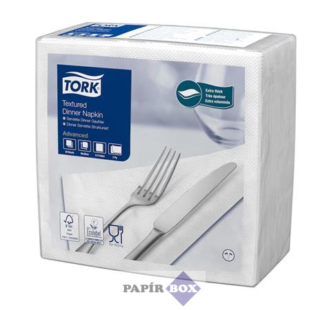 Szalvéta, 1/4 hajtogatott, 2 rétegű, 39,5x39 cm, Advanced, TORK "Texturált Dinner", fehér