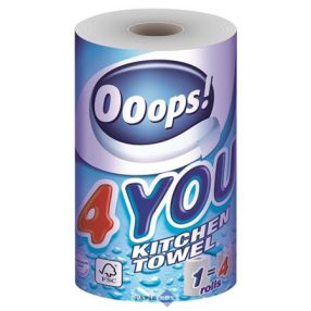   Háztartási papírtörlő, 2 rétegű, 200 lap, tekercses, OOOPS "4You"
