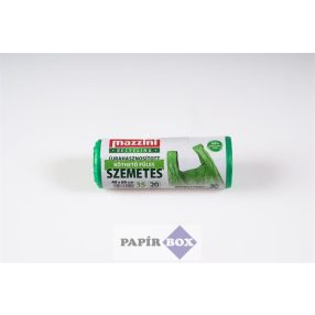   Szemeteszsák, újrahasznosított, köthető füles, 35 l, 20 db, 49x60 cm, MAZZINI