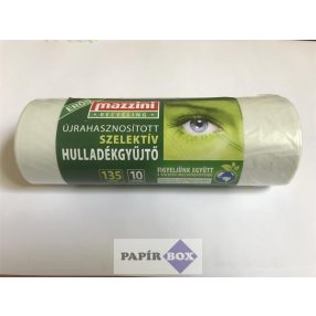   Szemeteszsák, szelektív hulladékhoz, újrahasznosított, erős, 135 l, 10 db, 70x110 cm