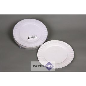 Papírtányér, kerek, desszertes, 19 cm, 50 db, fehér