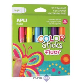   Tempera kréta készlet, APLI Kids "Color Sticks Fluor", 6 fluoreszkáló szín