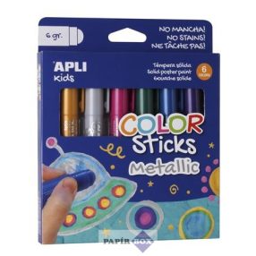   Tempera kréta készlet, APLI Kids "Color Sticks Metallic", 6 különböző metál szín