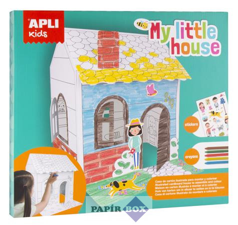 Színezhető karton babaház, matricákkal és zsírkrétákkal, APLI Kids "My little house"