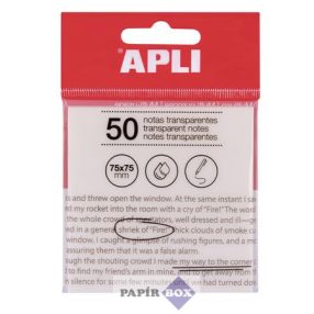   Öntapadós jegyzettömb, átlátszó, vízálló, 75x75 mm, 50 lap, APLI, víztiszta