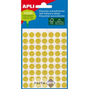   Etikett, 8 mm kör, kézzel írható, színes, APLI, sárga, 288 etikett/csomag