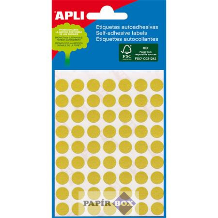 Etikett, 8 mm kör, kézzel írható, színes, APLI, sárga, 288 etikett/csomag