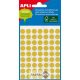 Etikett, 8 mm kör, kézzel írható, színes, APLI, sárga, 288 etikett/csomag