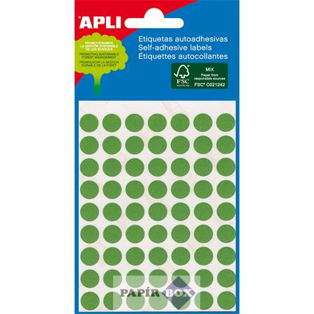 Etikett, 8 mm kör, kézzel írható, színes, APLI, zöld, 288 etikett/csomag