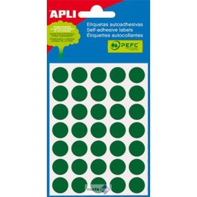   Etikett, 13 mm kör, kézzel írható, színes, APLI, zöld 175 etikett/csomag
