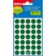 Etikett, 13 mm kör, kézzel írható, színes, APLI, zöld 175 etikett/csomag