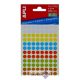 Etikett, 8 mm, kör, kézzel írható, színes, APLI, vegyes színek, 288 etikett/csomag