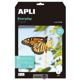   Fotópapír, tintasugaras, A4, 180 g, fényes, 20ív/csg, APLI "Everyday"
