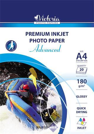Fotópapír, tintasugaras, A4, 180 g, fényes, 20ív/csg, VICTORIA PAPER "Advanced"